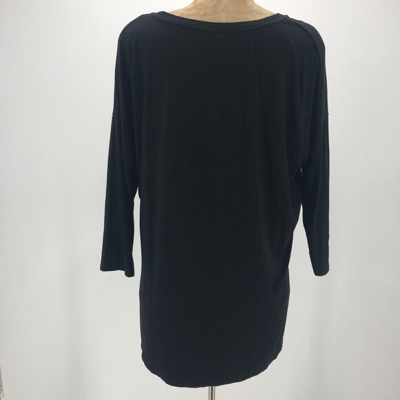 Club Monaco Top Womens Medium Black Scoop Neck 3/4 Sleeve Pullover Stretch - Picture 2 of 11